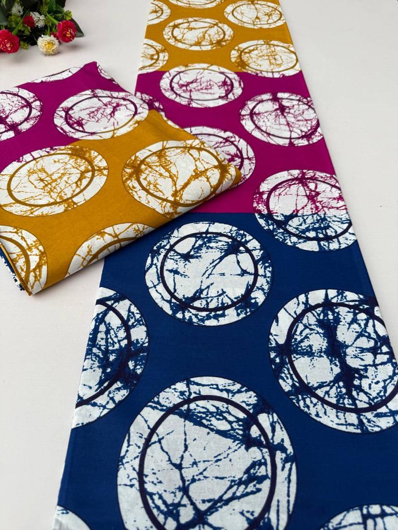 LEGEND 100% COTON WAX NIGERIAN batik multicolore à motif grands cercles craquelés 